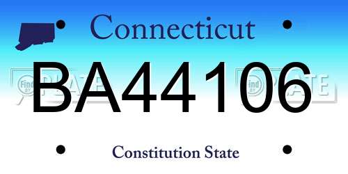 BA44106 Connecticut License Plate