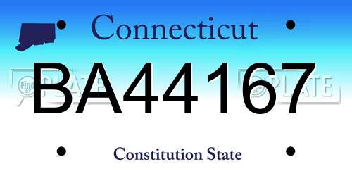 BA44167 Connecticut License Plate