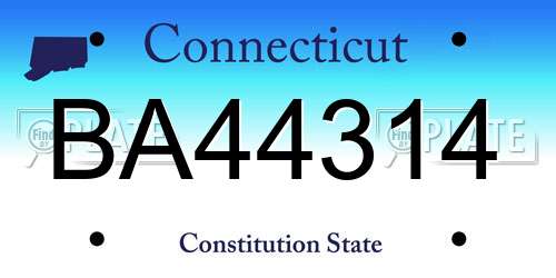 BA44314 Connecticut License Plate