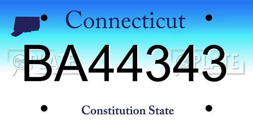 BA44343 Connecticut License Plate