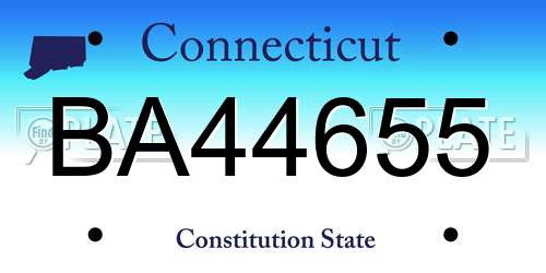 BA44655 Connecticut License Plate