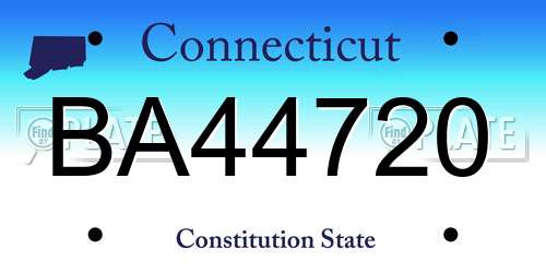 BA44720 Connecticut License Plate