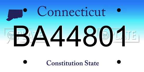 BA44801 Connecticut License Plate