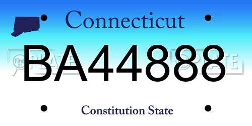 BA44888 Connecticut License Plate