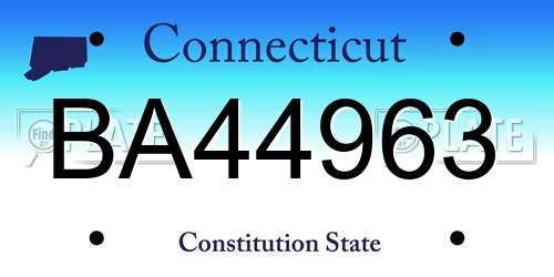 BA44963 Connecticut License Plate