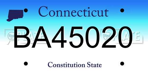 BA45020 Connecticut License Plate