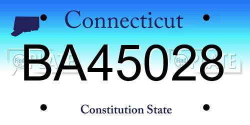 BA45028 Connecticut License Plate