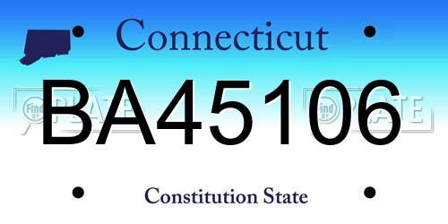 BA45106 Connecticut License Plate