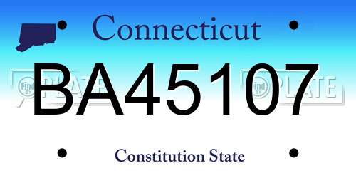 BA45107 Connecticut License Plate