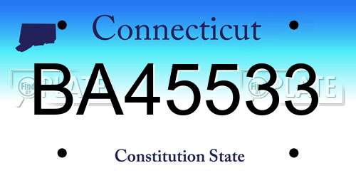 BA45533 Connecticut License Plate