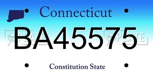 BA45575 Connecticut License Plate
