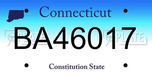 BA46017 Connecticut License Plate