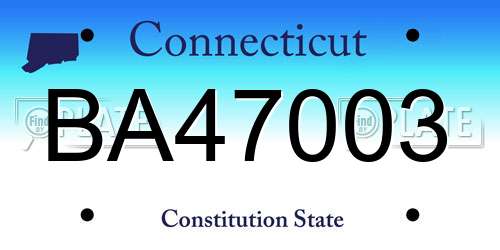 BA47003 Connecticut License Plate