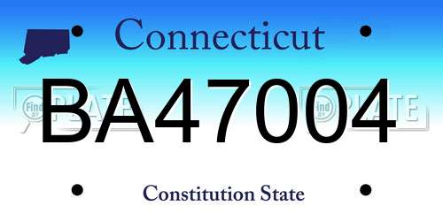 BA47004 Connecticut License Plate