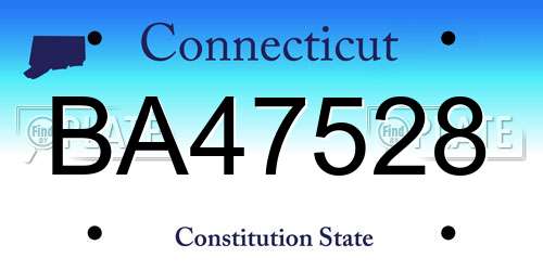 BA47528 Connecticut License Plate