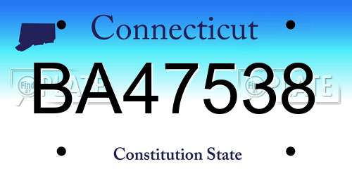 BA47538 Connecticut License Plate