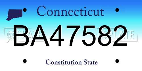 BA47582 Connecticut License Plate