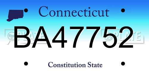 BA47752 Connecticut License Plate