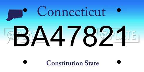 BA47821 Connecticut License Plate