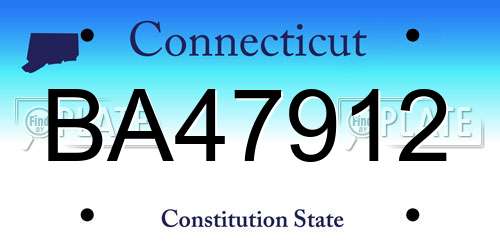 BA47912 Connecticut License Plate