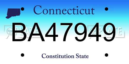 BA47949 Connecticut License Plate