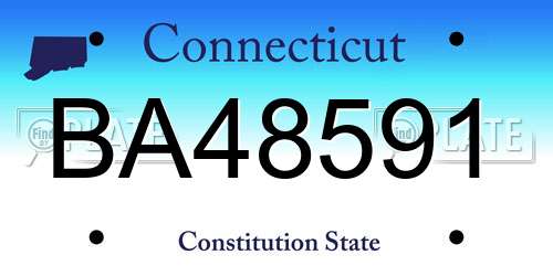 BA48591 Connecticut License Plate