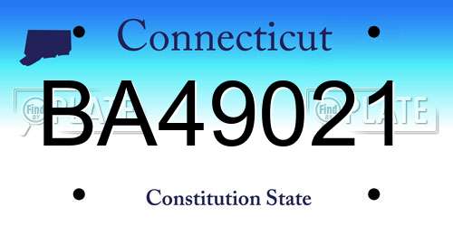 BA49021 Connecticut License Plate