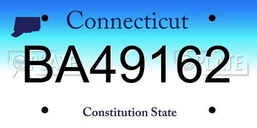 BA49162 Connecticut License Plate