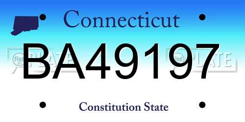 BA49197 Connecticut License Plate
