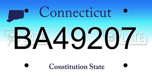 BA49207 Connecticut License Plate