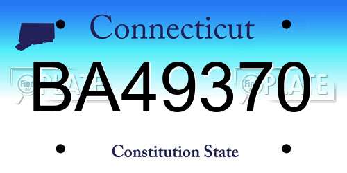 BA49370 Connecticut License Plate