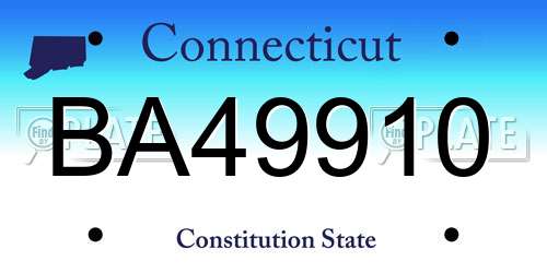 BA49910 Connecticut License Plate