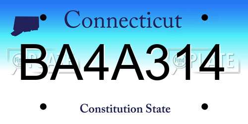 BA4A314 Connecticut License Plate