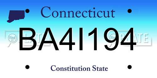 BA4I194 Connecticut License Plate