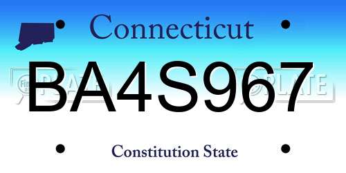 BA4S967 Connecticut License Plate