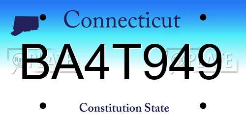 BA4T949 Connecticut License Plate