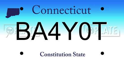 BA4Y0T Connecticut License Plate
