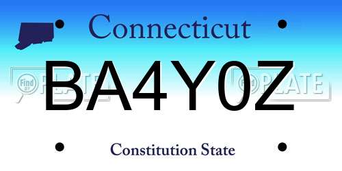 BA4Y0Z Connecticut License Plate