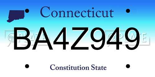 BA4Z949 Connecticut License Plate