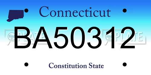 BA50312 Connecticut License Plate