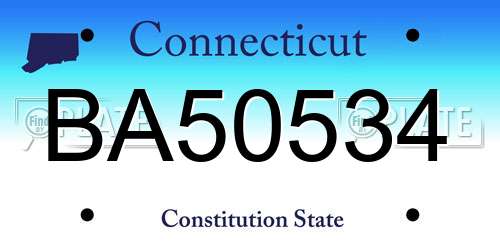 BA50534 Connecticut License Plate