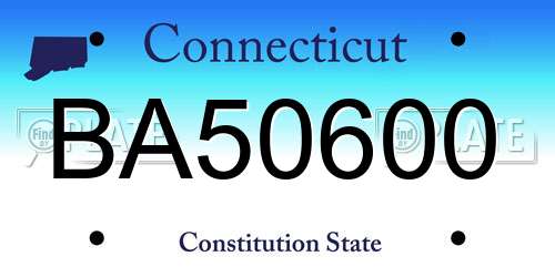 BA50600 Connecticut License Plate