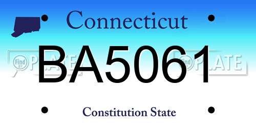 BA5061 Connecticut License Plate