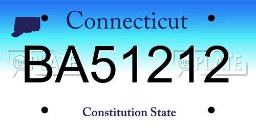 BA51212 Connecticut License Plate