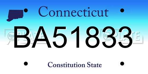 BA51833 Connecticut License Plate