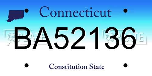 BA52136 Connecticut License Plate