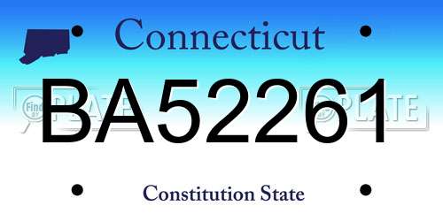BA52261 Connecticut License Plate