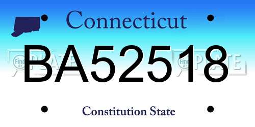 BA52518 Connecticut License Plate