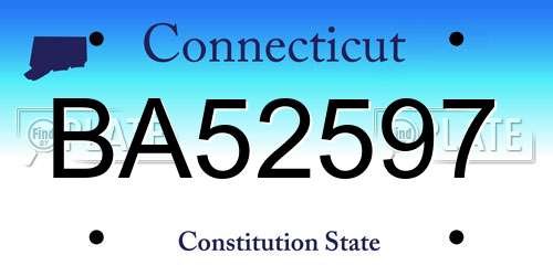 BA52597 Connecticut License Plate