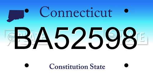 BA52598 Connecticut License Plate